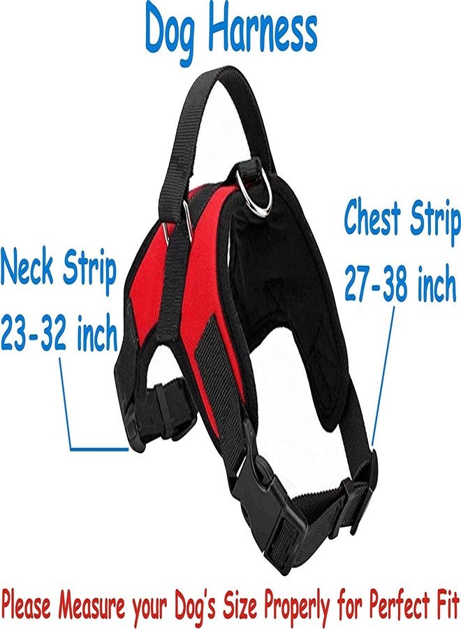 KittuPet Dog Belt Padded Dog Harness Adjustable Neck Strip & Chest Strip Dog Harness (Red, Large) - Image 2